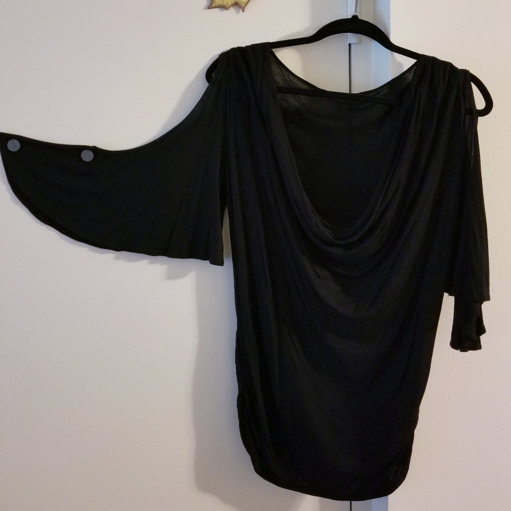 Drapey, open shoulder shirt
